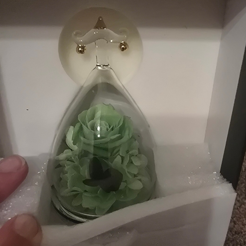 Hoomna Preserved Green Rose in Glass Dome – Elegant